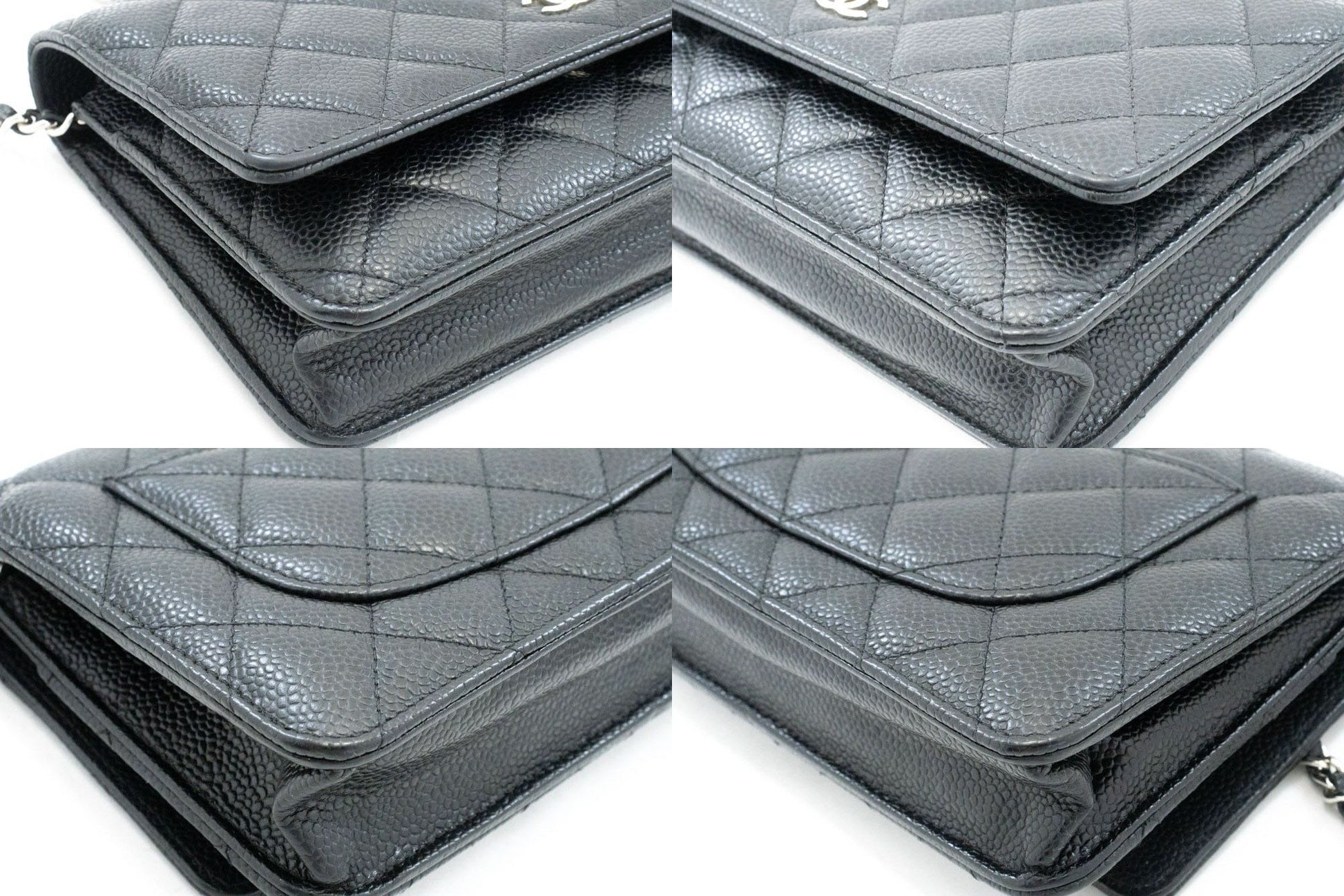 CHANEL Grained Calfskin Wallet On Chain WOC Black Shoulder Bag af5 hannari-shop