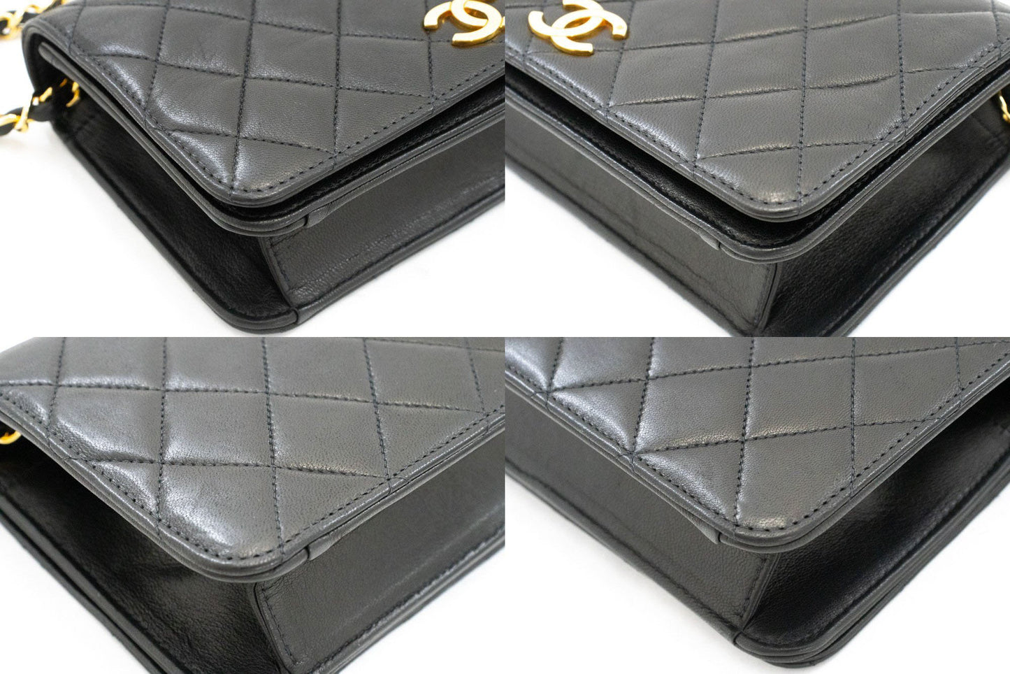 CHANEL Full Flap Small Chain Shoulder Bag Clutch Black Quilted ah9 hannari-shop