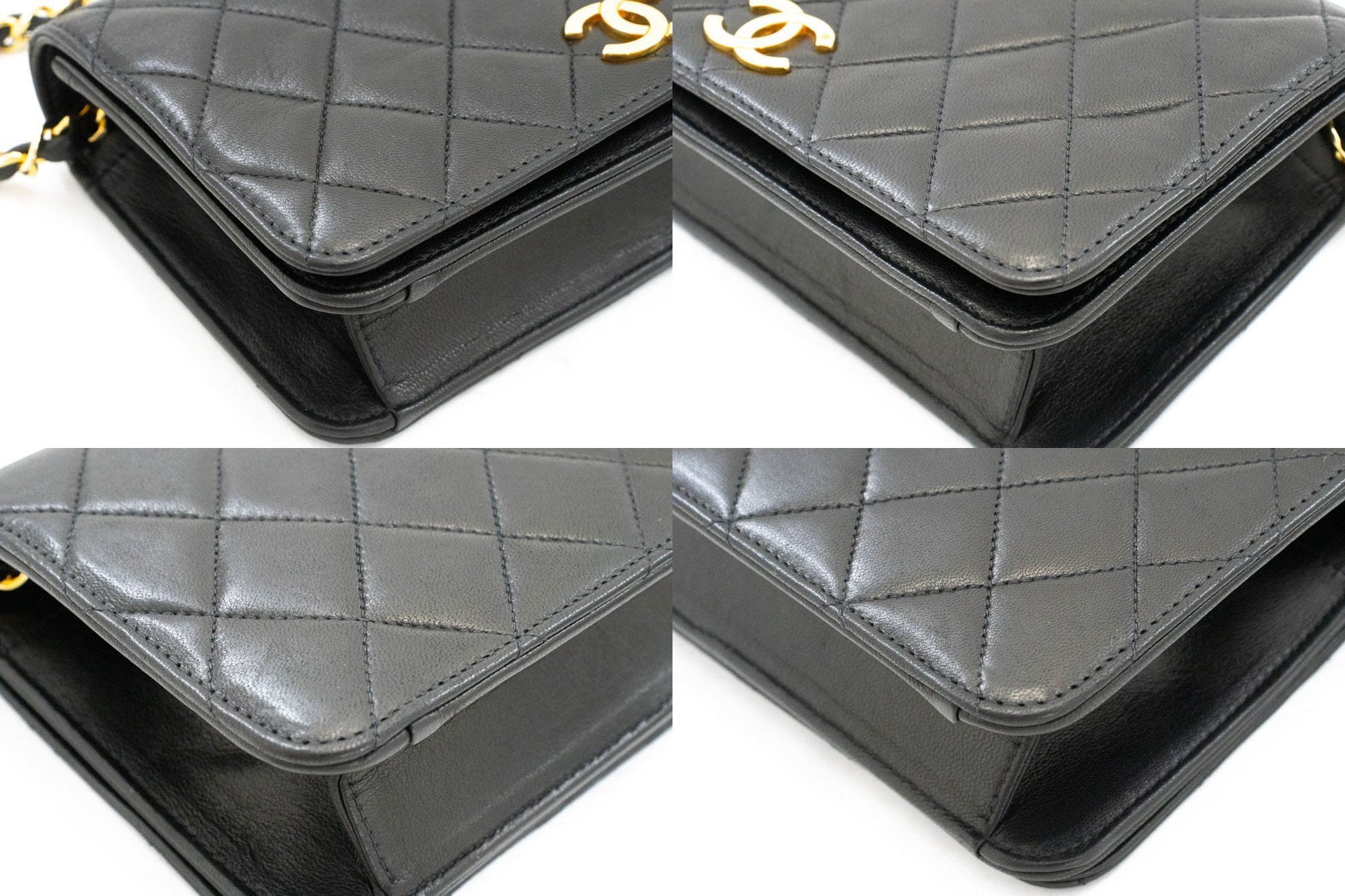 CHANEL Full Flap Small Chain Shoulder Bag Clutch Black Quilted ah9 hannari-shop