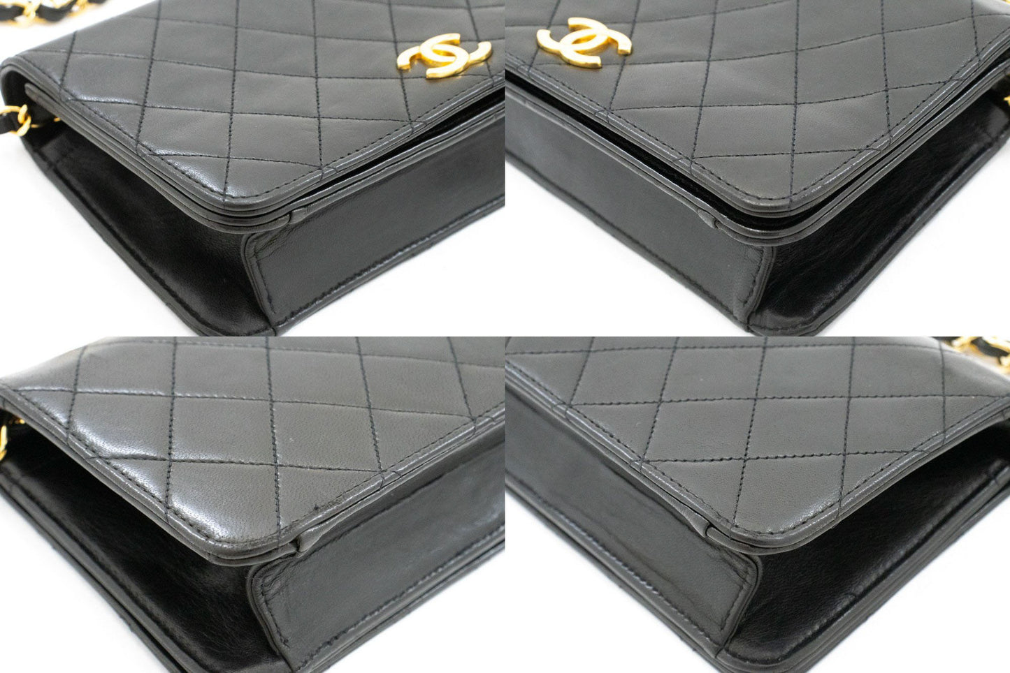 CHANEL Full Flap Small Chain Shoulder Bag Clutch Black Quilted aj2 hannari-shop