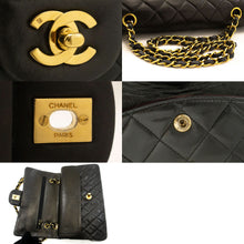 CHANEL Classic Double Flap 10" Chain Shoulder Bag Black Lambskin p10 hannari-shop