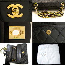 CHANEL Classic Double Flap 9" Chain Shoulder Bag Black Lambskin L41 hannari-shop