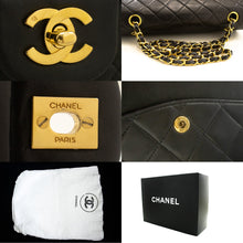 CHANEL Classic Double Flap 10" Chain Shoulder Bag Black Lambskin m77 hannari-shop
