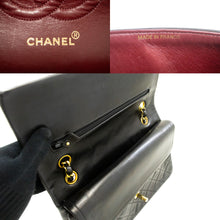 CHANEL Classic Double Flap 10" Chain Shoulder Bag Black Lambskin p18 hannari-shop