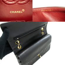 CHANEL Classic Double Flap 10" Chain Shoulder Bag Black Lambskin m77 hannari-shop
