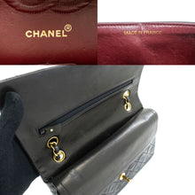 CHANEL Classic Double Flap 10" Chain Shoulder Bag Black Lambskin p10 hannari-shop