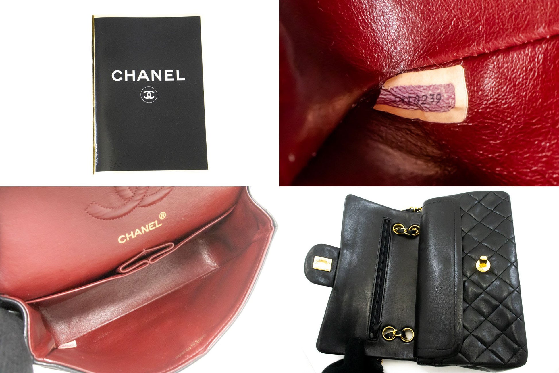 CHANEL Classic Double Flap 9" Chain Shoulder Bag Black Lambskin ag6 hannari-shop