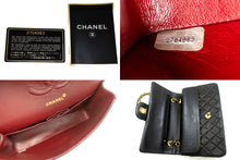 CHANEL Classic Double Flap 10" Chain Shoulder Bag Black Lambskin m77 hannari-shop