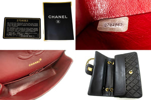 CHANEL Classic Double Flap 10" Chain Shoulder Bag Black Lambskin m77 hannari-shop