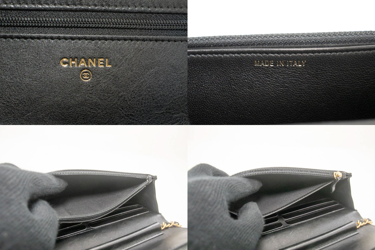CHANEL V-Stitch Calfskin Wallet On Chain WOC Chain Shoulder Bag ab2 hannari-shop