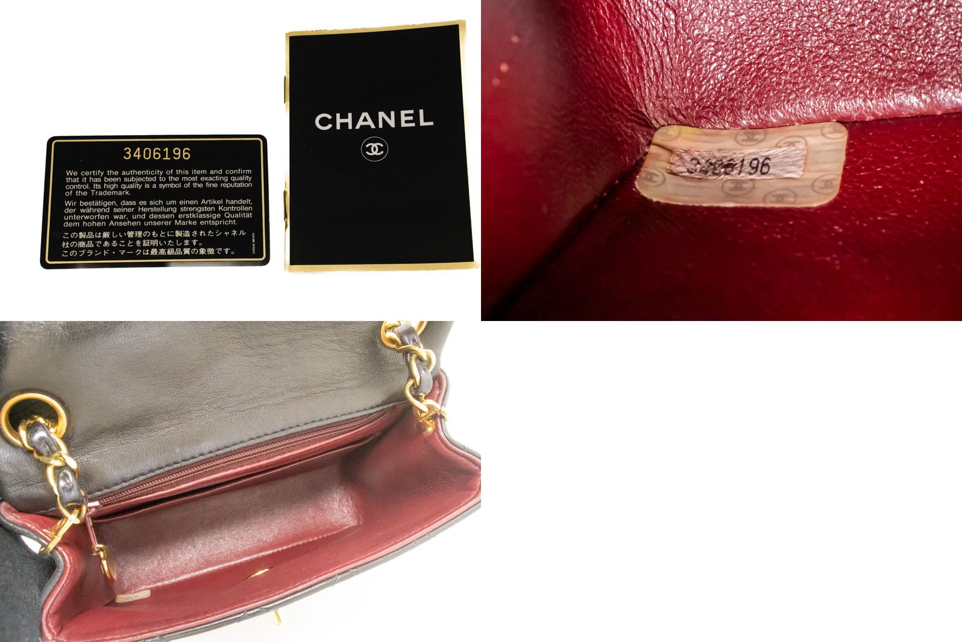 CHANEL Mini Square Small Chain Shoulder Bag Crossbody Black Lamb af1 hannari-shop