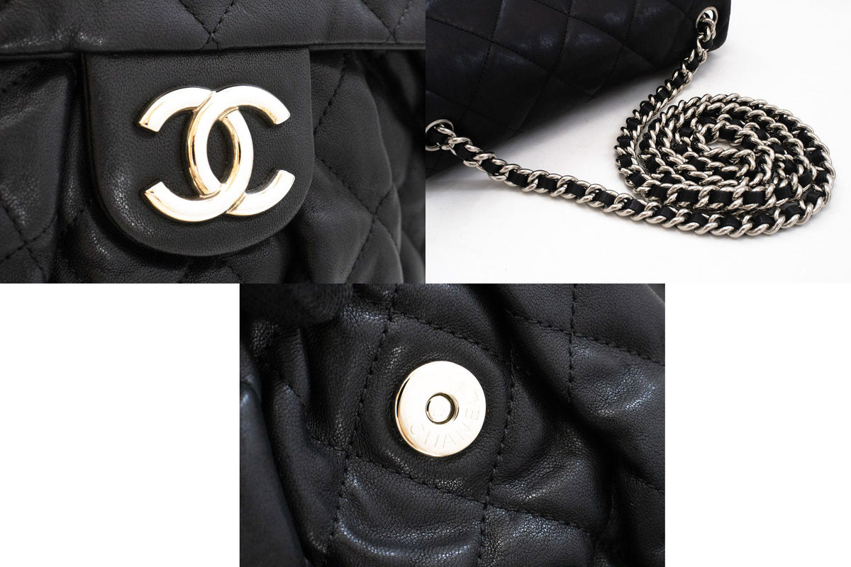 CHANEL Chain Around Shoulder Bag Crossbody Black Calfskin Leather ap9 — hardware hannari-shop