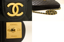 CHANEL Chain Shoulder Bag Clutch Black Quilted Flap Lambskin Purse p14 hannari-shop
