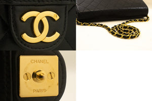 CHANEL Chain Shoulder Bag Clutch Black Quilted Flap Lambskin Purse n62 hannari-shop