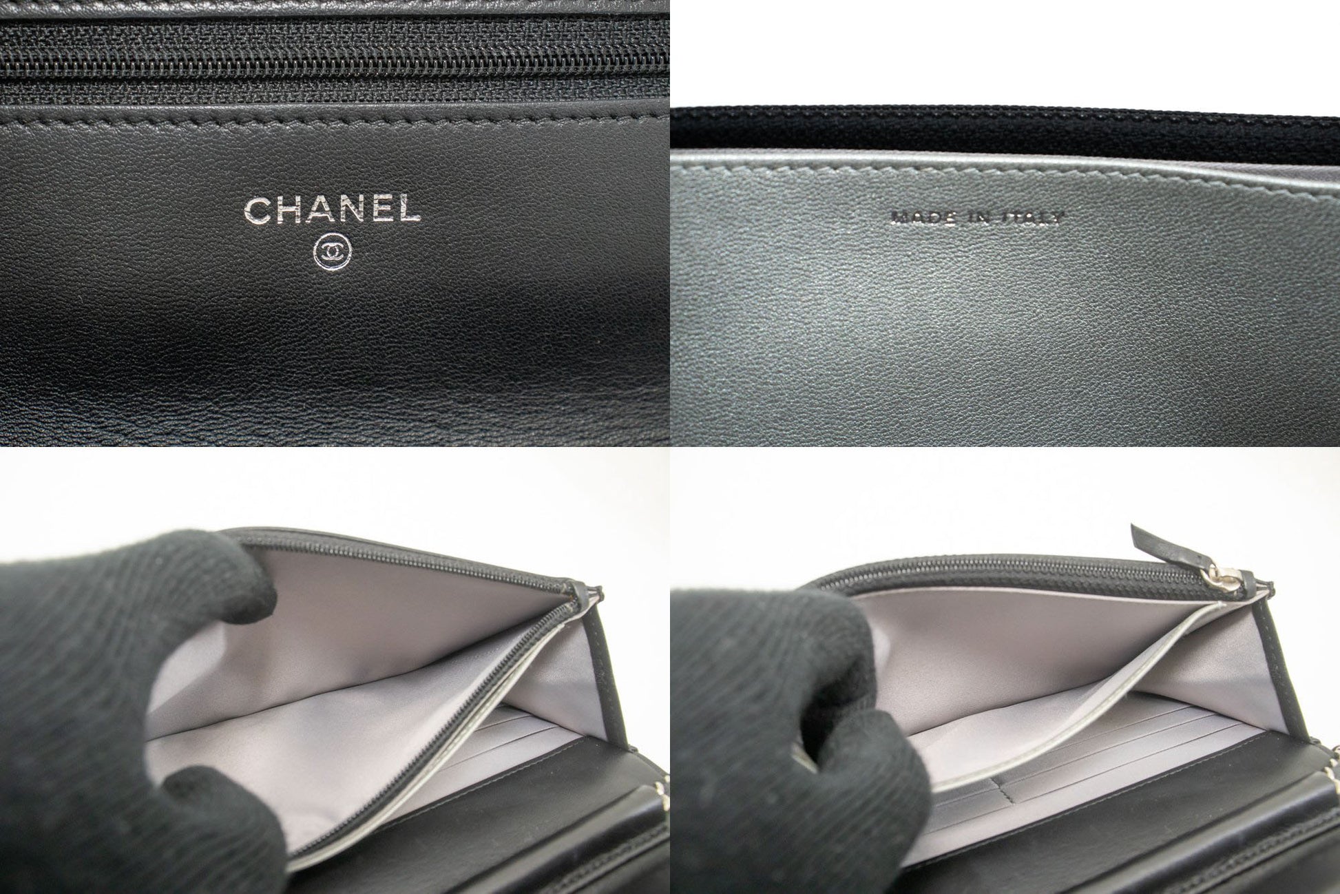 CHANEL Black Camellia Embossed Wallet On Chain WOC Shoulder Bag ab6 hannari-shop