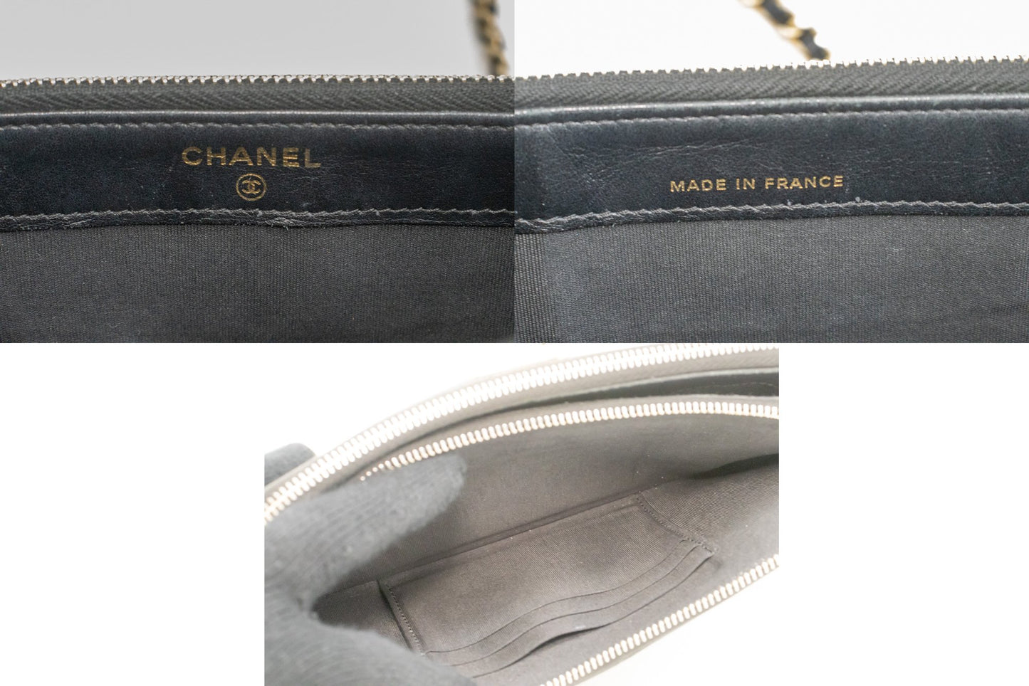 CHANEL Boy Black Caviar Wallet On Chain WOC Double Zip Shoulder n35 hannari-shop