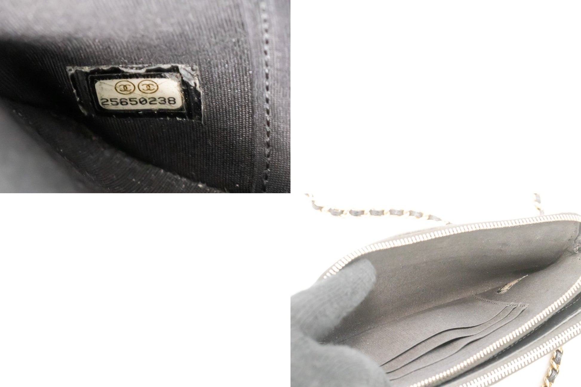 CHANEL Boy Black Caviar Wallet On Chain WOC Double Zip Shoulder n35 hannari-shop