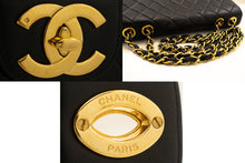 CHANEL Classic Large 11" Chain Shoulder Bag Flap Black Lambskin n20 hannari-shop