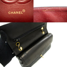 CHANEL Classic Double Flap 10" Chain Shoulder Bag Black Lambskin p21 hannari-shop