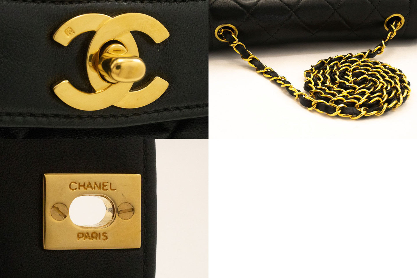 CHANEL Diana Flap Chain Shoulder Bag Black Quilted Lambskin Purse ah2 hannari-shop