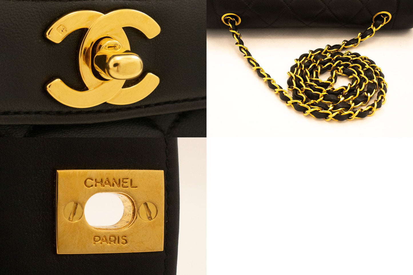CHANEL Diana Flap Chain Shoulder Bag Black Quilted Lambskin ai3 hannari-shop