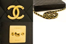 CHANEL Full Flap Chain Shoulder Bag Clutch Black Quilted Lambskin p74 hannari-shop