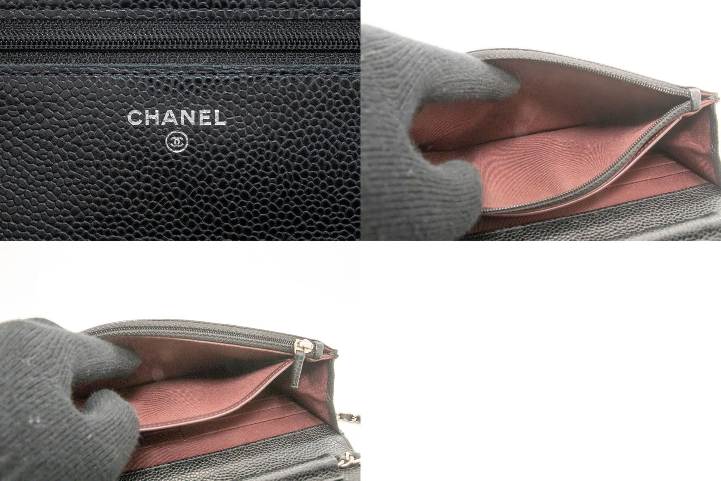 CHANEL Grained Calfskin Wallet On Chain WOC Black Shoulder Bag af7 hannari-shop