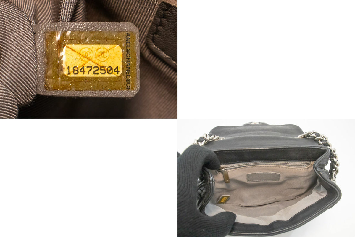 CHANEL Chain Around Small Shoulder Bag Crossbody Black Calfskin ap7 — serial number hannari-shop