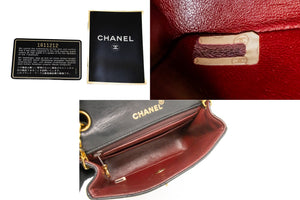 CHANEL Mini Square Small Chain Shoulder Bag Crossbody Black Lamb m44 hannari-shop