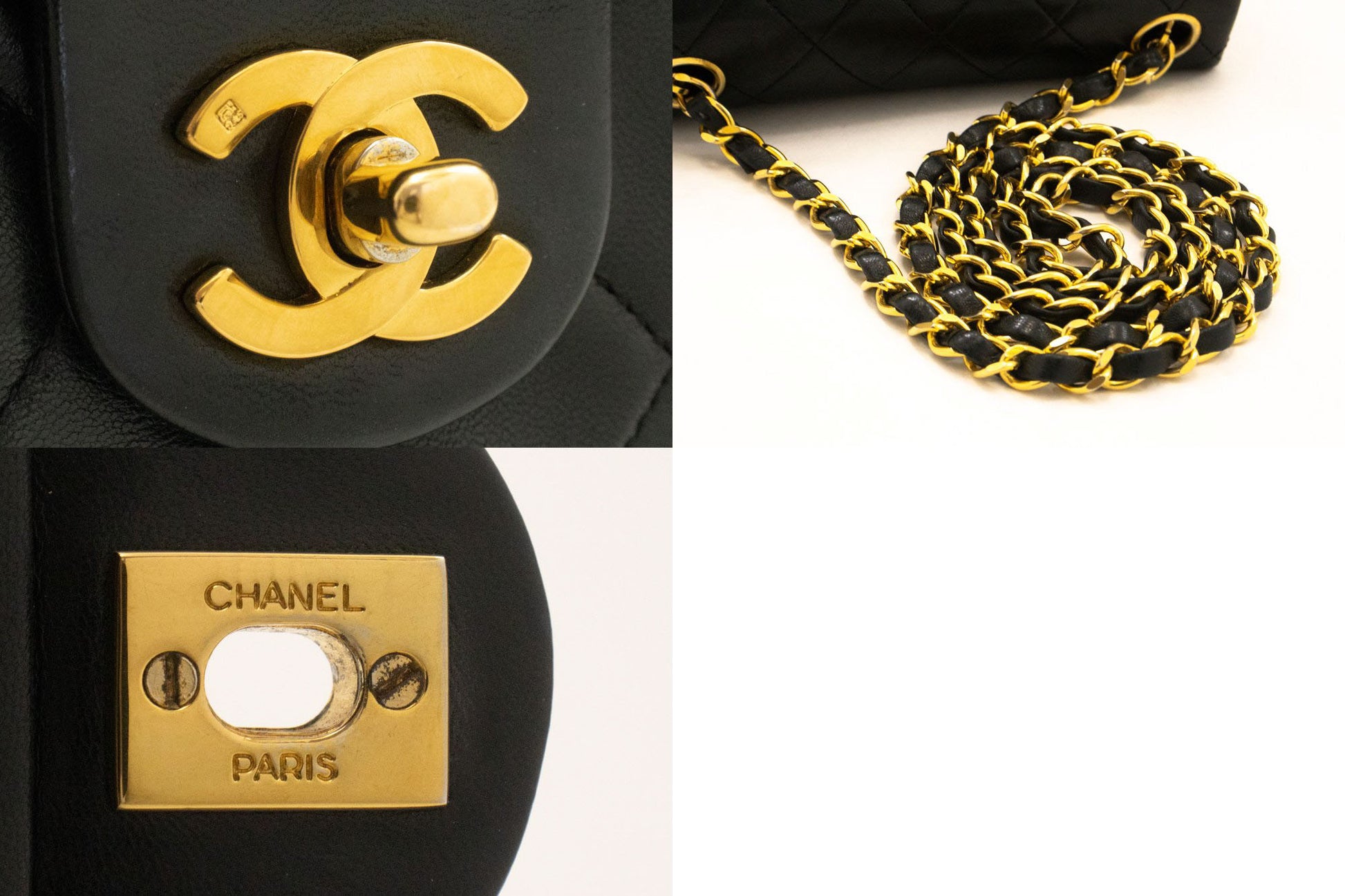 CHANEL Mini Square Small Chain Shoulder Bag Crossbody Black Lamb ag9 hannari-shop