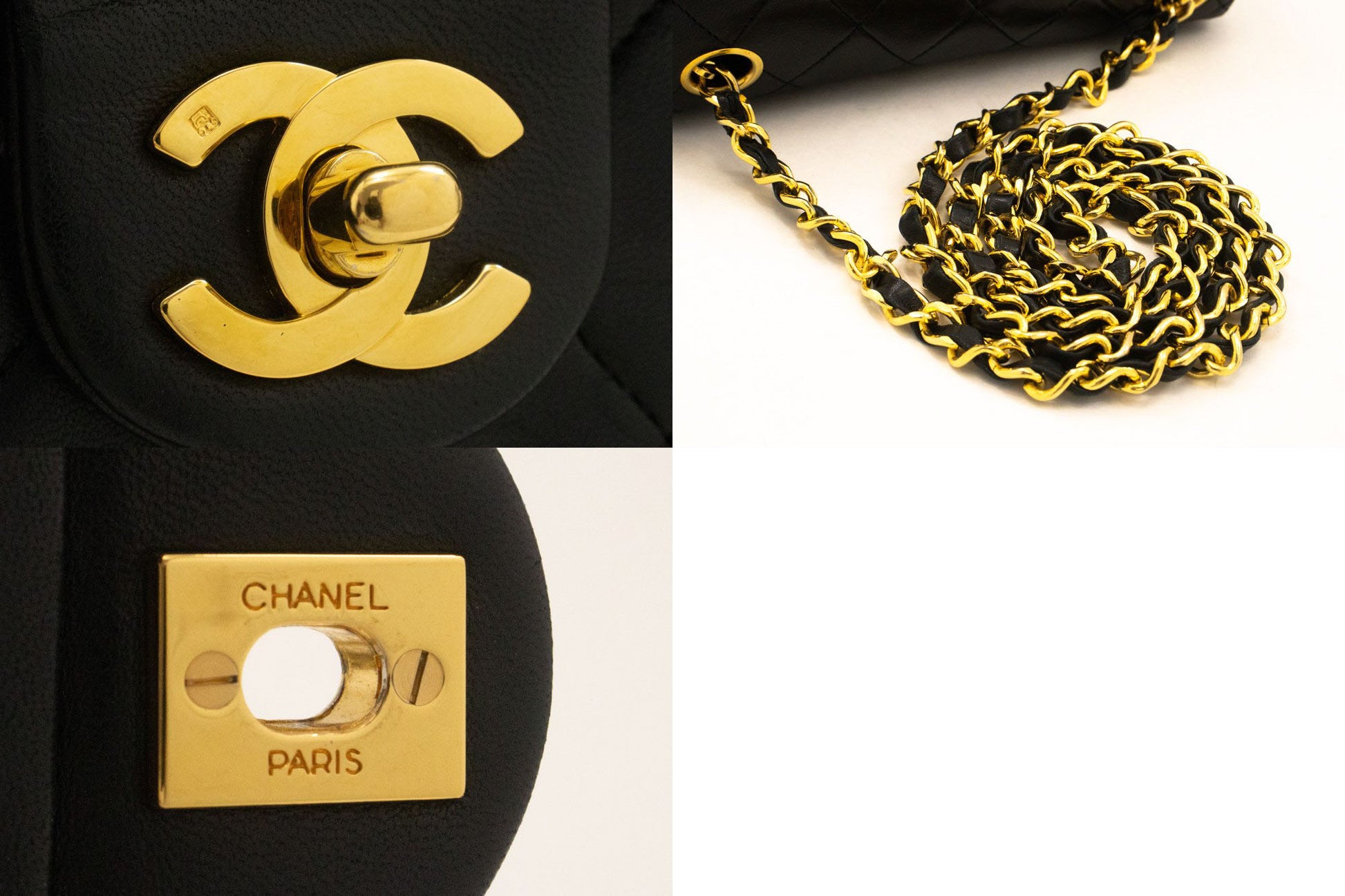 CHANEL Mini Square Small Chain Shoulder Bag Crossbody Black Lamb ag7 hannari-shop