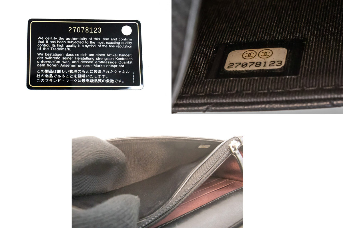 CHANEL Black Classic Wallet On Chain WOC Shoulder Bag Lambskin SV ap8 — serial number hannari-shop