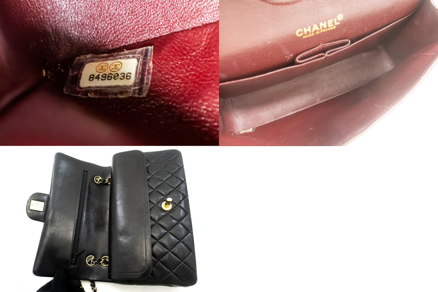 CHANEL Classic Double Flap 10" Chain Shoulder Bag Black Lambskin ac9 hannari-shop