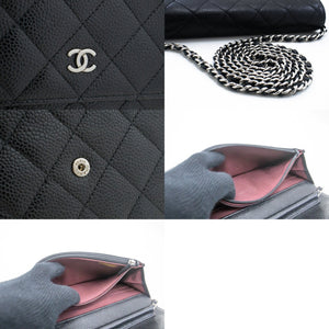 CHANEL Grained Calfskin Wallet On Chain WOC Black Shoulder Bag n94 hannari-shop