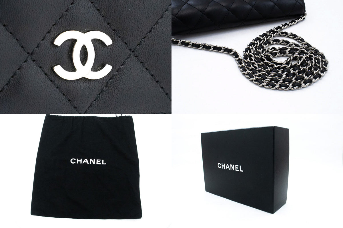 CHANEL Black Classic Wallet On Chain WOC Shoulder Bag Lambskin ap5 — hardware hannari-shop