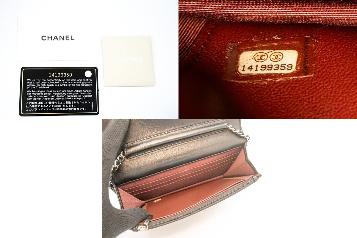 CHANEL Black Classic Wallet On Chain WOC Shoulder Bag Lambskin ap5 — serial number hannari-shop