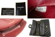 CHANEL Classic Double Flap 10" Chain Shoulder Bag Black Lambskin p29 hannari-shop