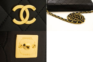 CHANEL Full Flap Chain Shoulder Bag Clutch Black Quilted Lambskin n36 hannari-shop
