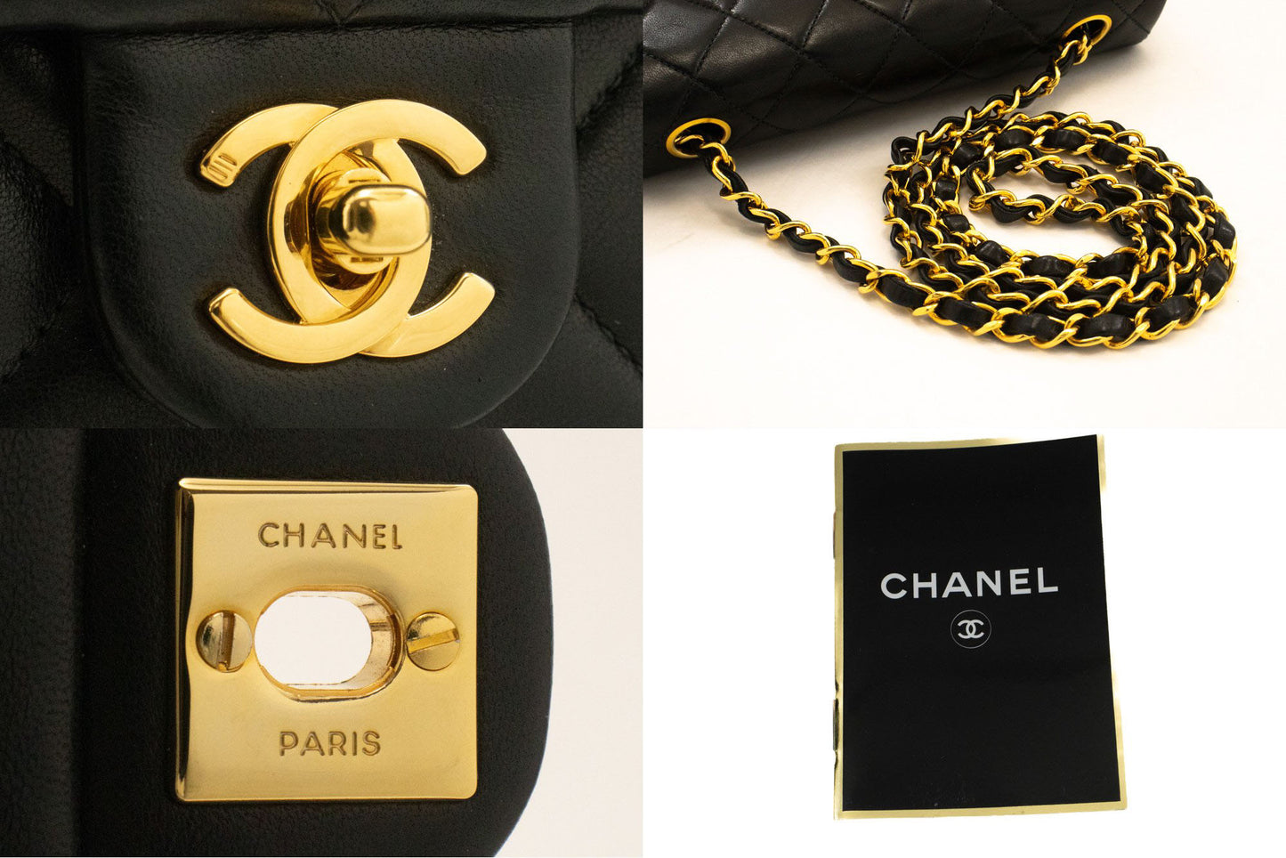 CHANEL Mini Square Small Chain Shoulder Bag Crossbody Black Lamb af9 hannari-shop