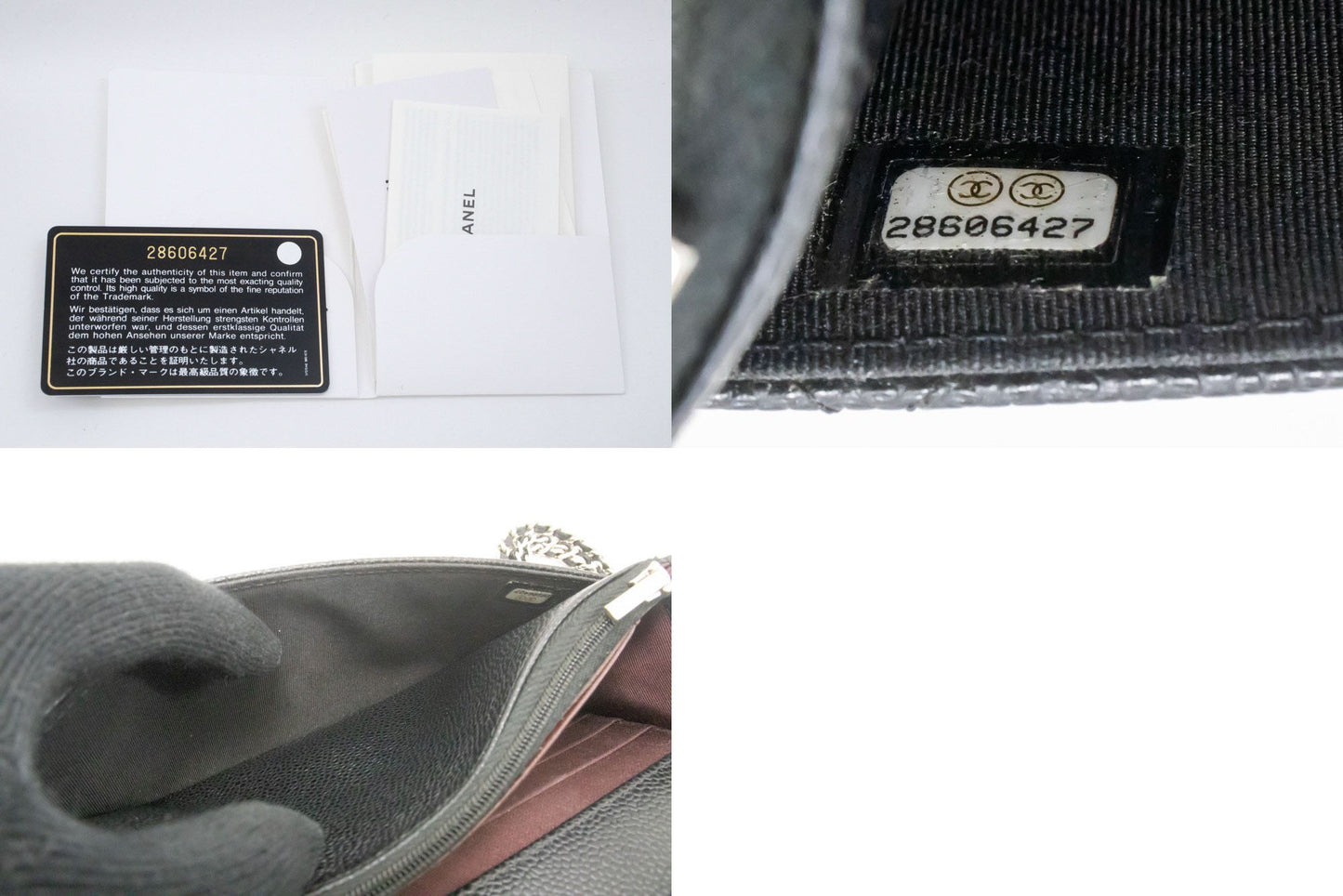 CHANEL Grained Calfskin Wallet On Chain WOC Black Shoulder Bag af5 hannari-shop