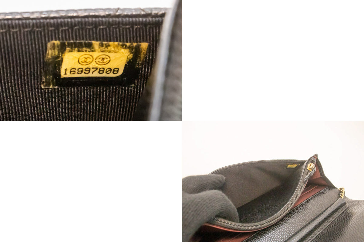CHANEL Grained Calfskin Wallet On Chain WOC Black Shoulder Bag ap1 — serial number hannari-shop