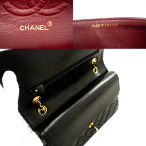 CHANEL Classic Double Flap 10" Chain Shoulder Bag Black Lambskin n44 hannari-shop