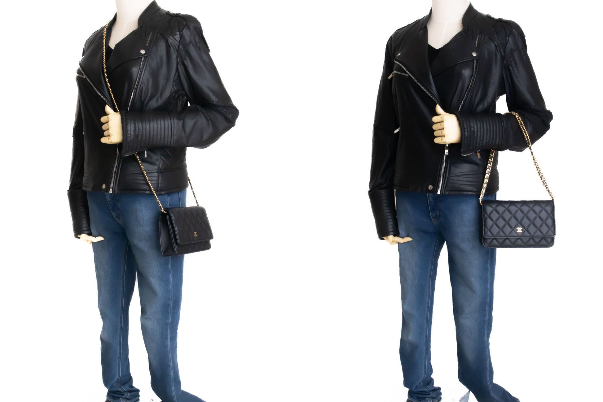 CHANEL Black Classic Wallet On Chain WOC Shoulder Bag Crossbody ae8 hannari-shop