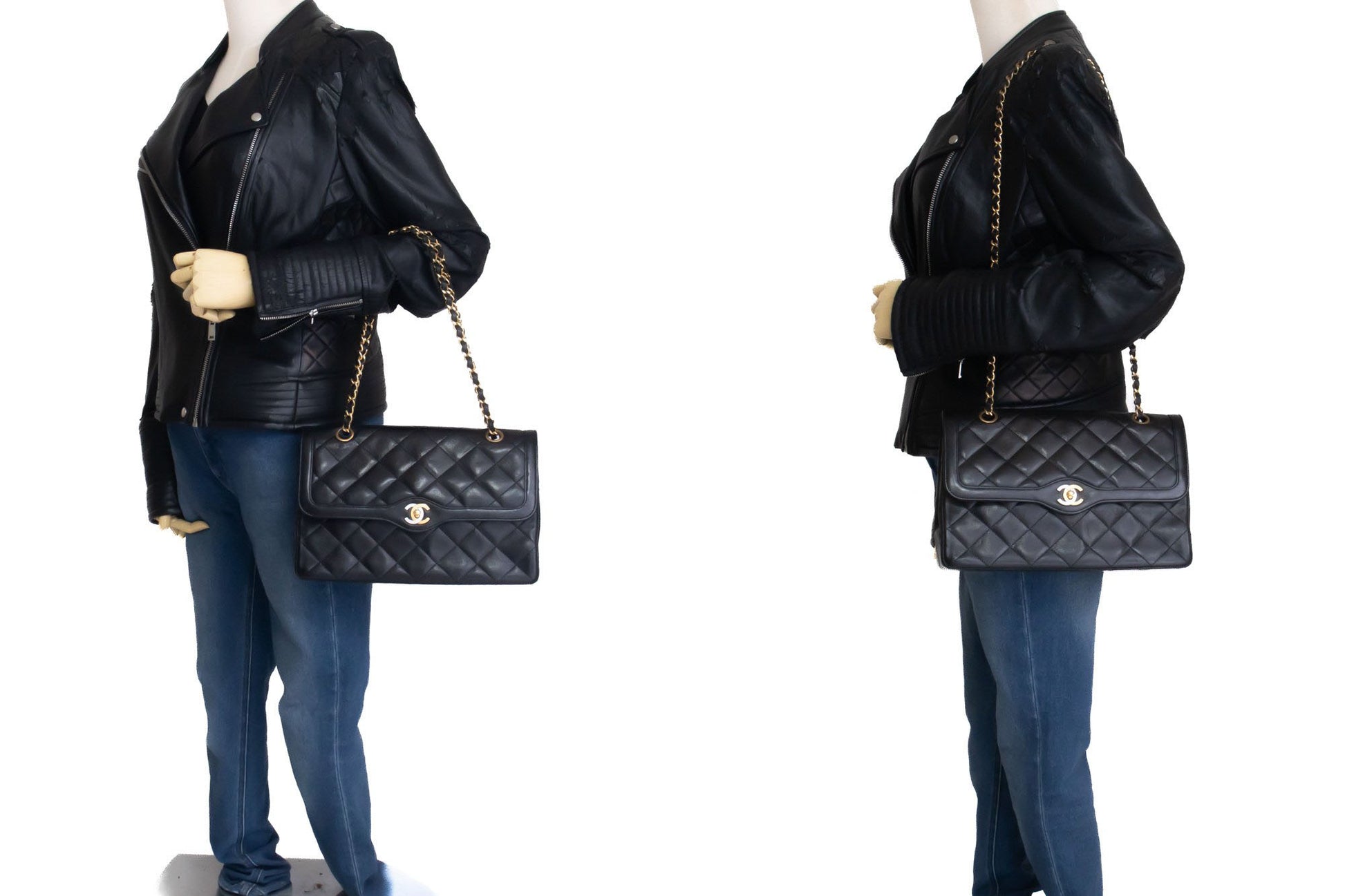 CHANEL Paris Limited Vintage Chain Shoulder Bag Black Quilted Flap ai9 hannari-shop