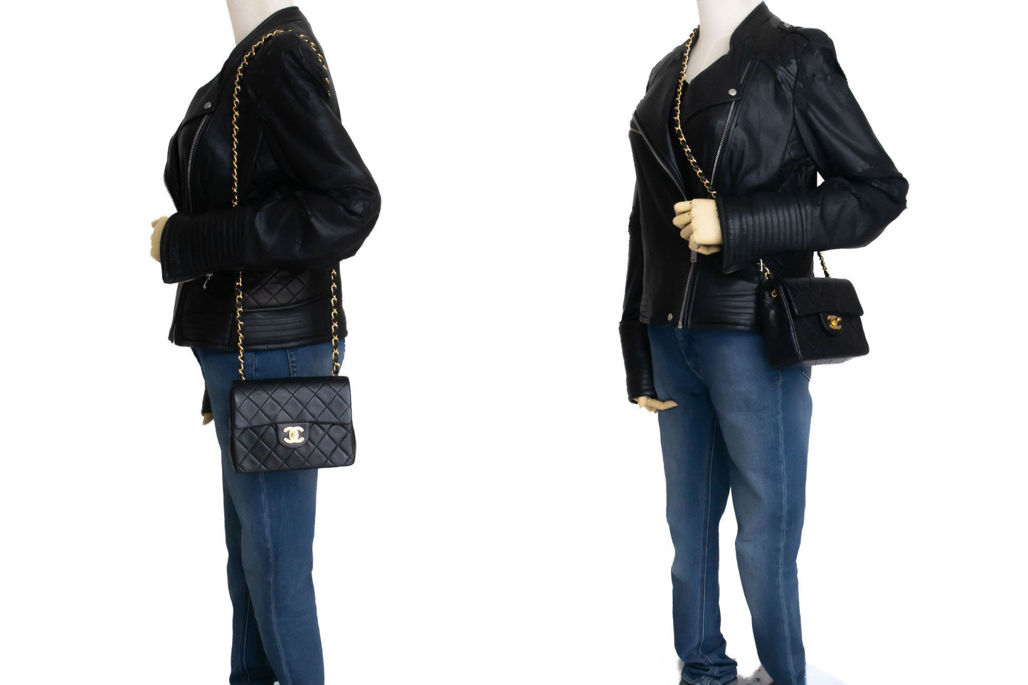 CHANEL Mini Square Small Chain Shoulder Bag Crossbody Black ai2 hannari-shop
