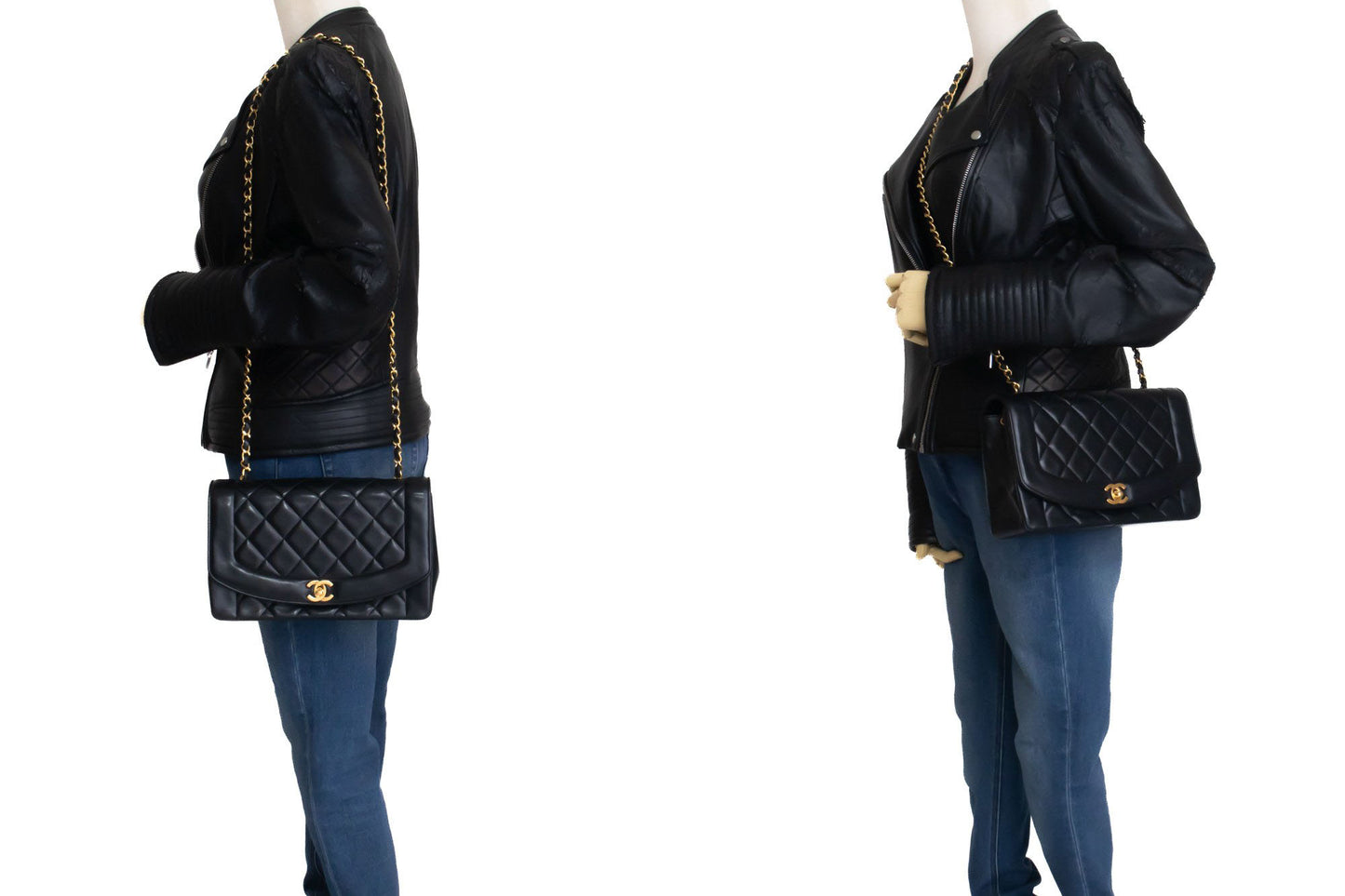 CHANEL Diana Flap Chain Shoulder Bag Black Quilted Lambskin ak2 hannari-shop