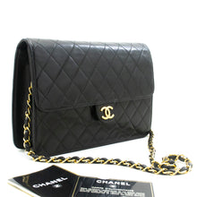 CHANEL Chain Shoulder Bag Clutch Black Quilted Flap Lambskin Purse m23 hannari-shop