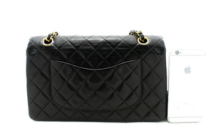 CHANEL Classic Double Flap 10" Chain Shoulder Bag Black Lambskin m19 hannari-shop