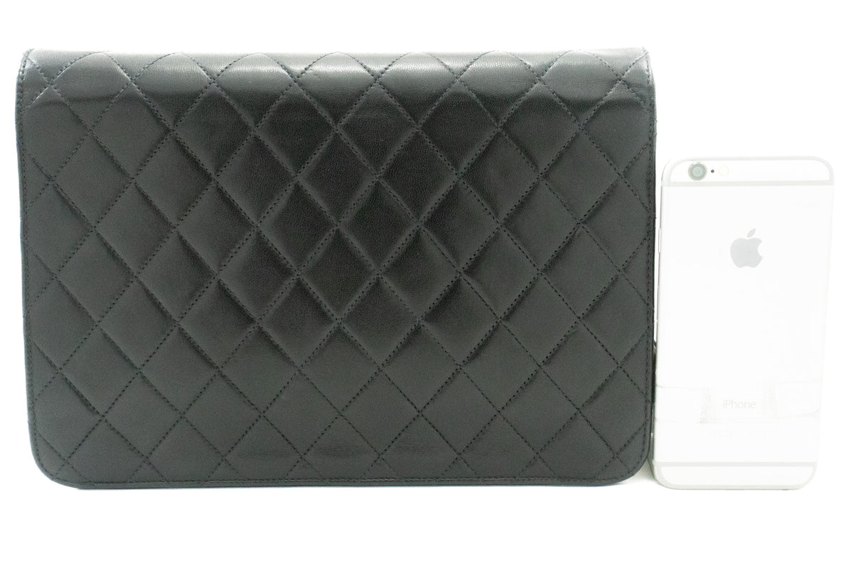 CHANEL Chain Shoulder Bag Clutch Black Quilted Flap Lambskin Purse k11 hannari-shop