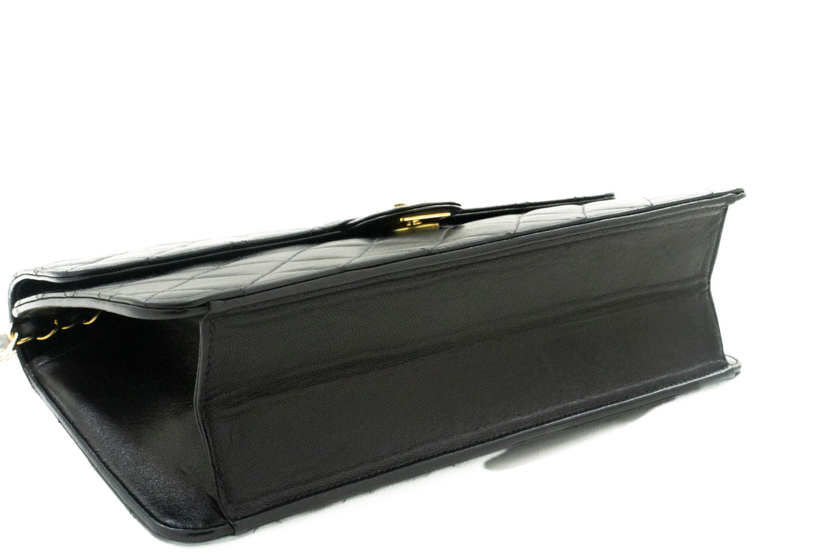 CHANEL Chain Shoulder Bag Clutch Black Quilted Flap Lambskin Purse k11 hannari-shop